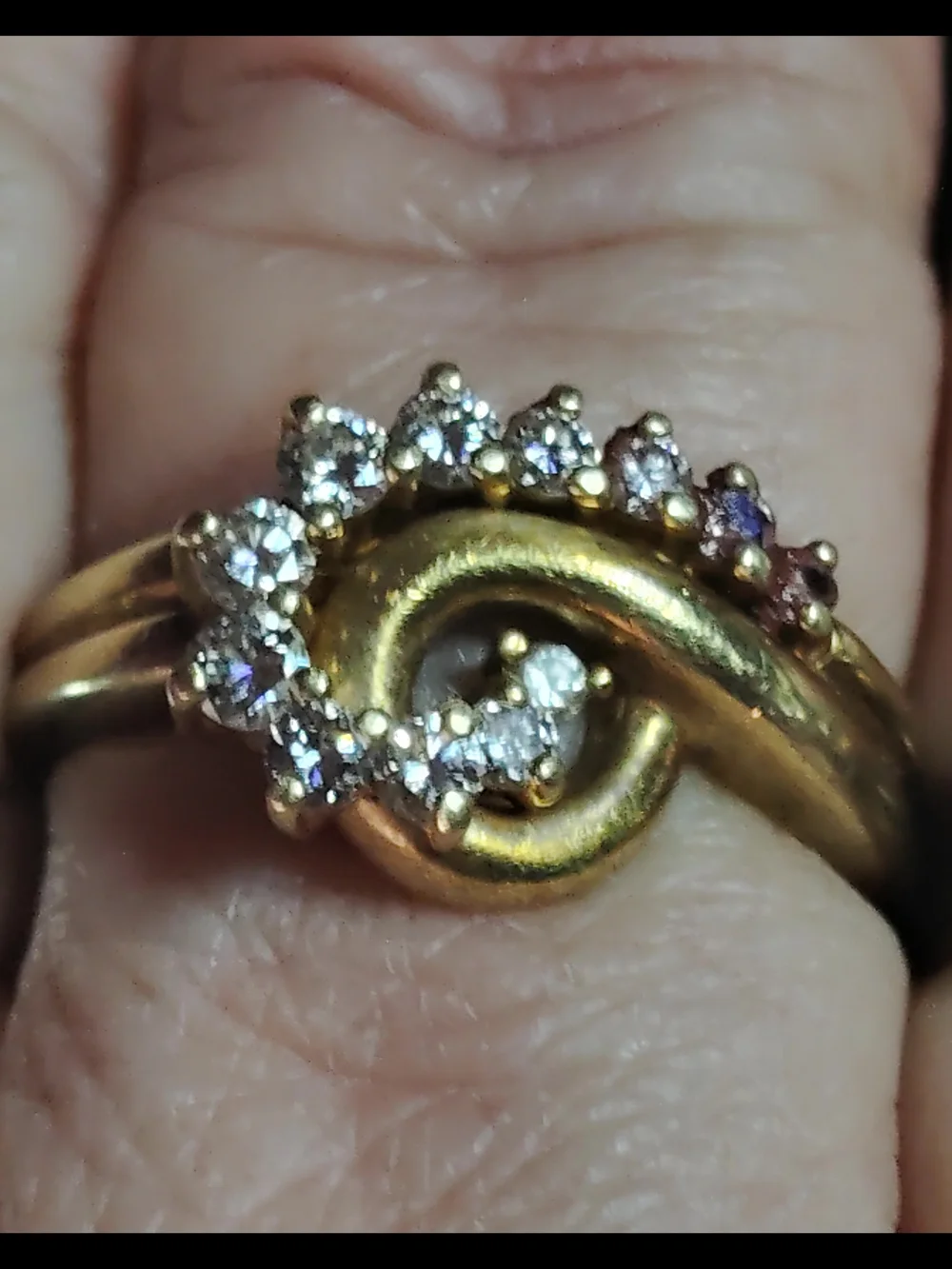 💯ABSOLUTE LOWEST PRICE! 🛑14K-GOLD SWIRL RING DIAMOND ACCENTS - FINE JEWELRY